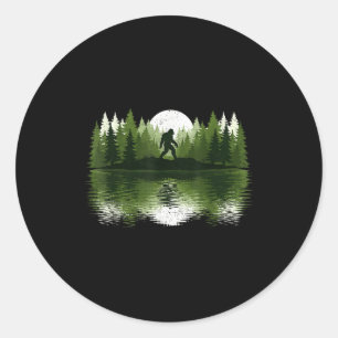Bigfoot Walking Forest Sasquatch Woods Parks Men W Classic Round Sticker