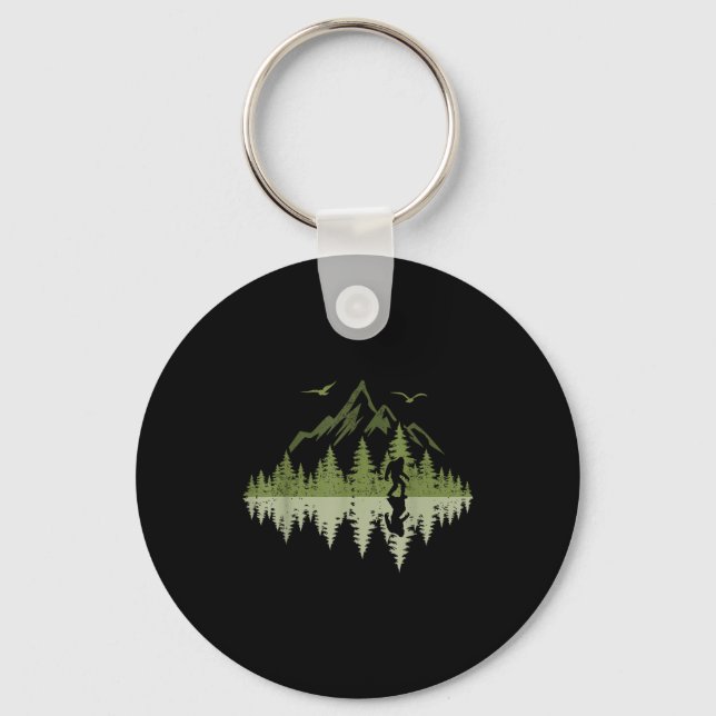 Bigfoot Walking Forest Sasquatch Woods Parks Men W Keychain (Front)