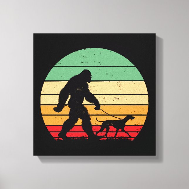 Bigfoot Walking German Shorthaired Pointer Dog Vin Canvas Print (Front)