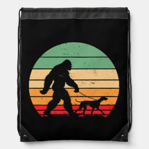 Bigfoot Walking German Shorthaired Pointer Dog Vin Drawstring Bag