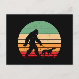 Bigfoot Walking German Shorthaired Pointer Dog Vin Holiday Postcard