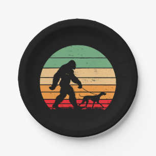 Bigfoot Walking German Shorthaired Pointer Dog Vin Paper Plate