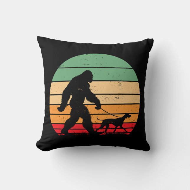 Bigfoot Walking German Shorthaired Pointer Dog Vin Throw Pillow (Front)