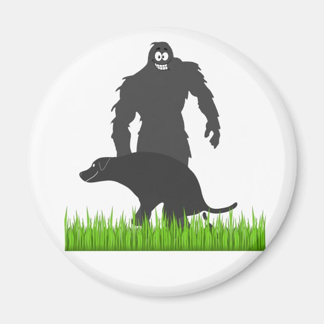 Bigfoot Walking his Dog Magnet (Front)
