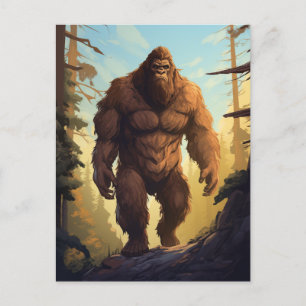Bigfoot Walking in the Forrest Postcard