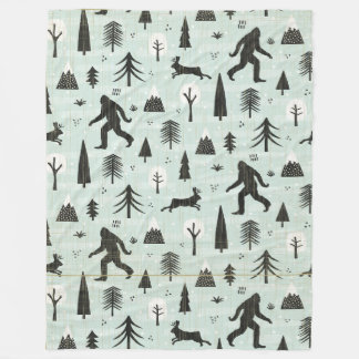 Bigfoot Walking in the Woods Fleece Blanket