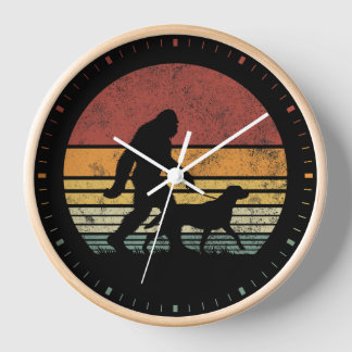 Bigfoot Walking Labrador Retriever Dog Vintage Clock