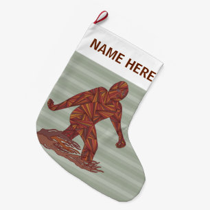 Bigfoot Walking Sasquatch Large Double Sided Large Christmas Stocking