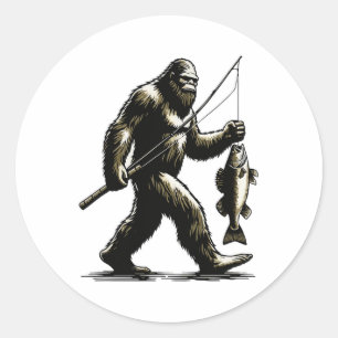 Bigfoot Walleye Hunting Angler Sasquatch Walleye F Classic Round Sticker