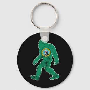 Bigfoot Washington Flag State Sasquatch Men Women  Keychain