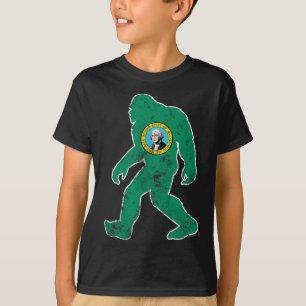 Bigfoot Washington Flag State Sasquatch Men Women  T-Shirt