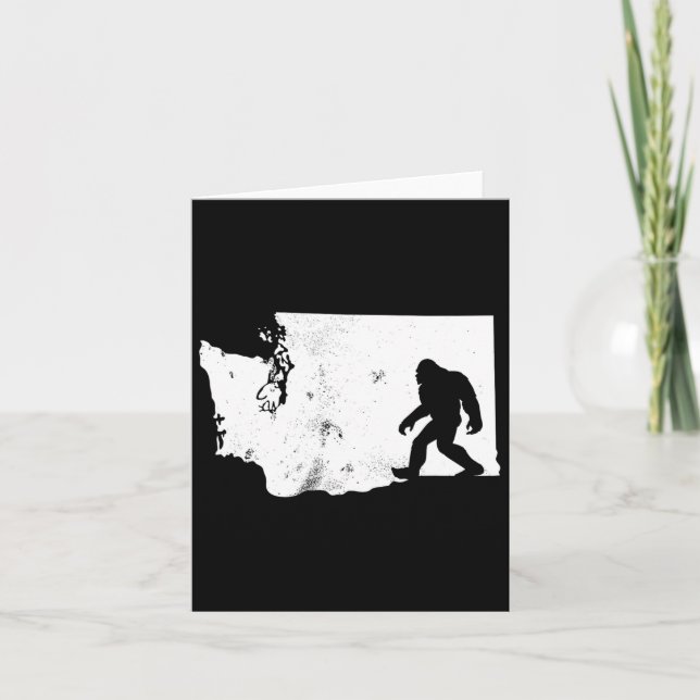 Bigfoot Washington State Map Sasquatch Men Women G Card (Front)