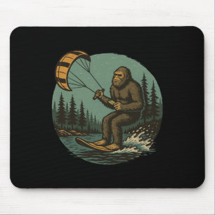 Bigfoot Water Paragliding Vintage Funny Sasquatch  Mouse Pad