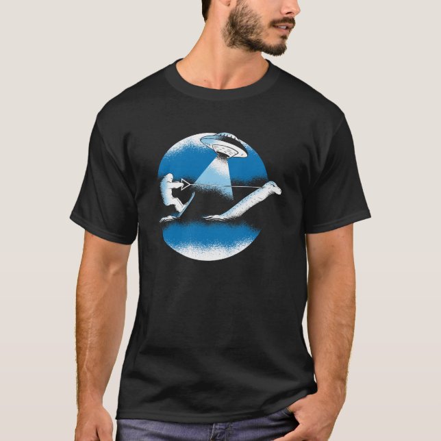 Bigfoot Water Ski, Loch Ness And Spaceship T-Shirt (Front)