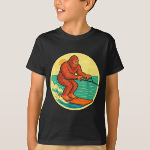 Bigfoot water skiing vintage cryptid beach graphic T-Shirt
