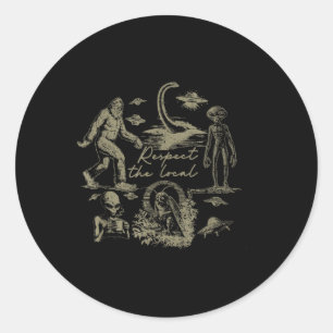 Bigfoot Wendigo Cryptid UFO Hunting Alien Respect Classic Round Sticker