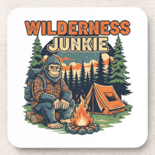 Bigfoot wilderness junkie retro design coaster