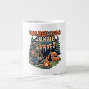 Bigfoot wilderness junkie retro design large coffee mug
