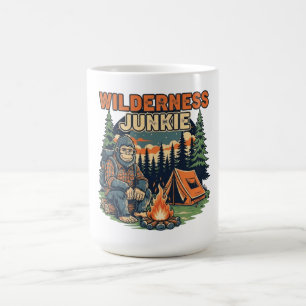Bigfoot wilderness junkie retro design magic mug