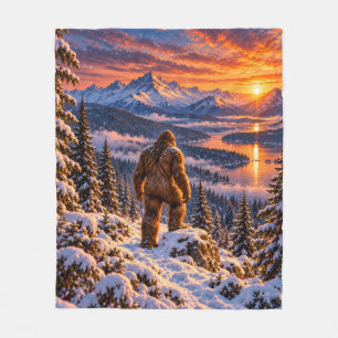 Bigfoot Winter Mountain Overlook Fleece Blanket