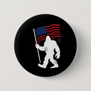 Bigfoot With American Flag Funny 4th Of July For H 2 Inch Round Button