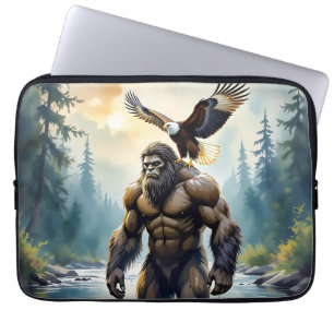 Bigfoot with an Eagle on his Shoulder  Laptop Sleeve