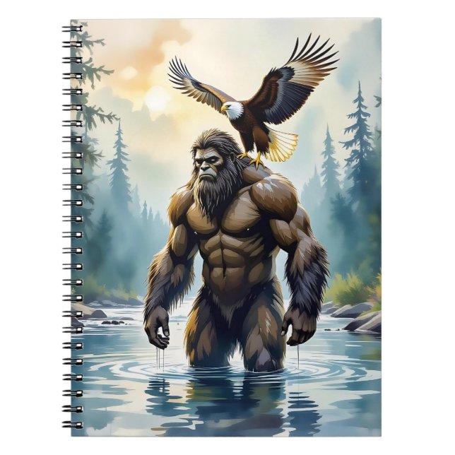 Bigfoot with an Eagle on his Shoulder  Notebook (Front)
