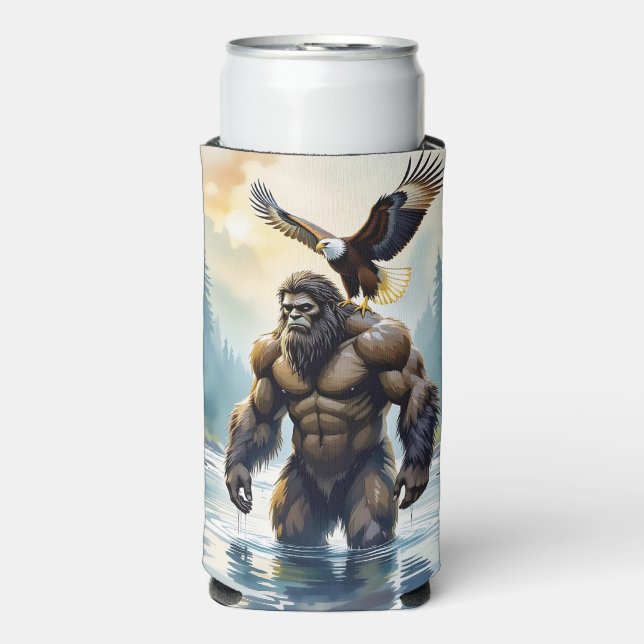 Bigfoot with an Eagle on his Shoulder  Seltzer Can Cooler (Seltzer Front)