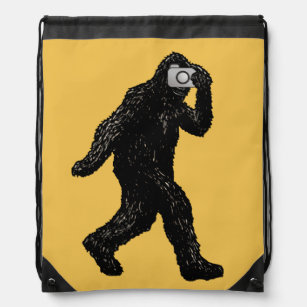 Bigfoot with Camera - Funny Photography Selfie Drawstring Bag
