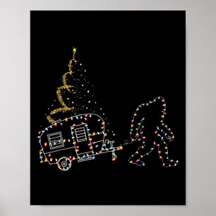 Bigfoot With Camng Car Light Christmas Poster