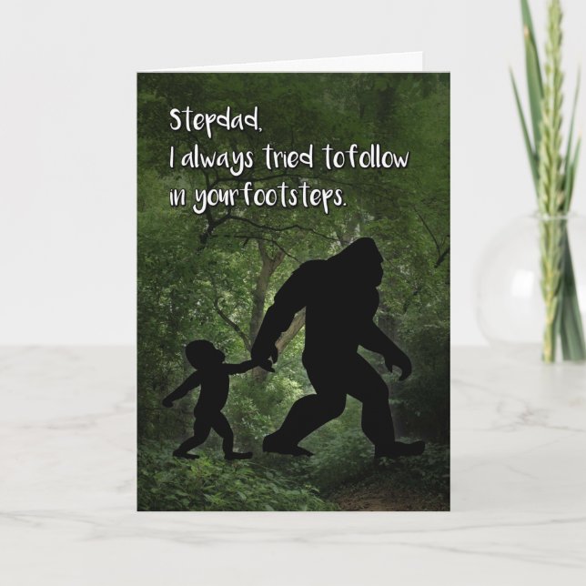 Bigfoot with Child Birthday for Stepdad Card (Front)