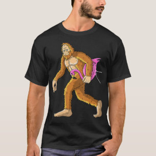 Bigfoot With Flamingo Animal Costume Gift T-Shirt