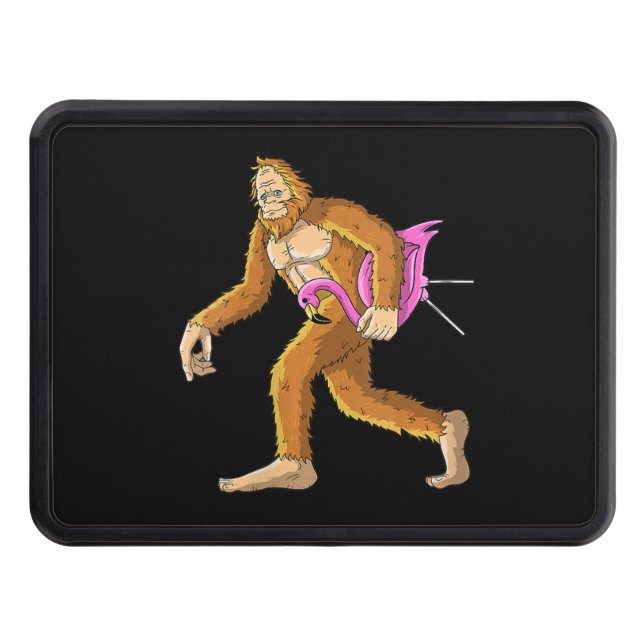 Bigfoot With Flamingo Animal Costume Gift Trailer Hitch Cover (Front)