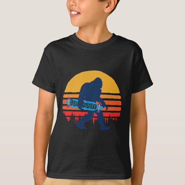 Bigfoot With Longboard - Skateboarding  T-Shirt (Front)