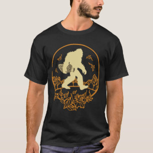 Bigfoot With Morel Mushroom Woodland Forest Sasqua T-Shirt
