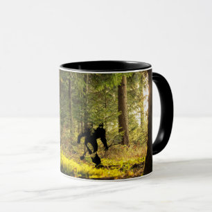Bigfoot with Tennis Racket in the Forest Mug