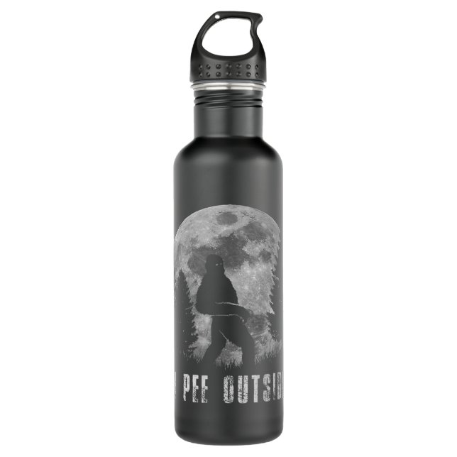 Bigfoot Yeti Moon Silhouette I Pee Outside Sasquat 710 Ml Water Bottle (Front)