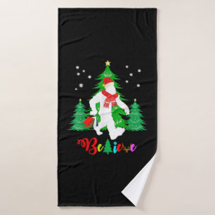 Bigfoot Yeti Sasquatch Christmas Believe Christmas Bath Towel