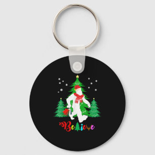 Bigfoot Yeti Sasquatch Christmas Believe Christmas Keychain