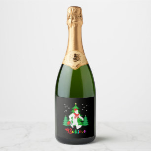 Bigfoot Yeti Sasquatch Christmas Believe Christmas Sparkling Wine Label