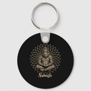 Bigfoot Yoga Namaste Meditating Zen Design Keychain