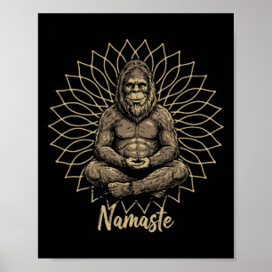 Bigfoot Yoga Namaste Meditating Zen Design  Poster