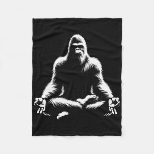 Bigfoot Yoga Pose Sasquatch Meditation Fleece Blanket