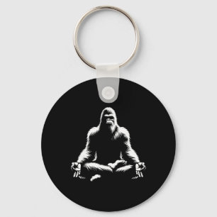 Bigfoot Yoga Pose Sasquatch Meditation Keychain