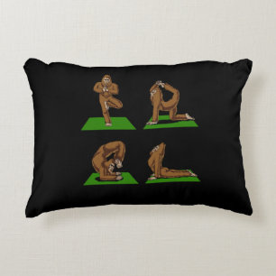 Bigfoot Zen Yoga Poses Funny Fantasy Accent Pillow