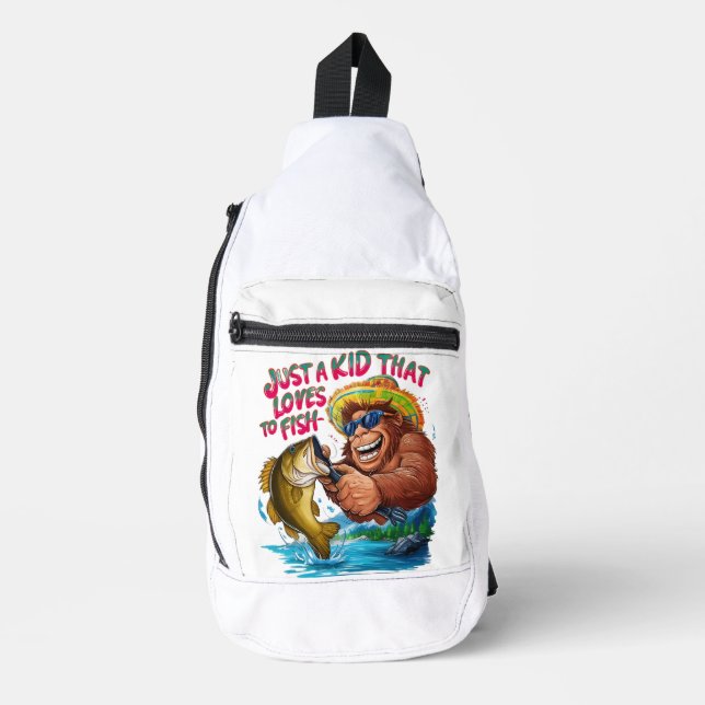 Bigfoots Just A kid that loves to fish Sling Bag (Front)