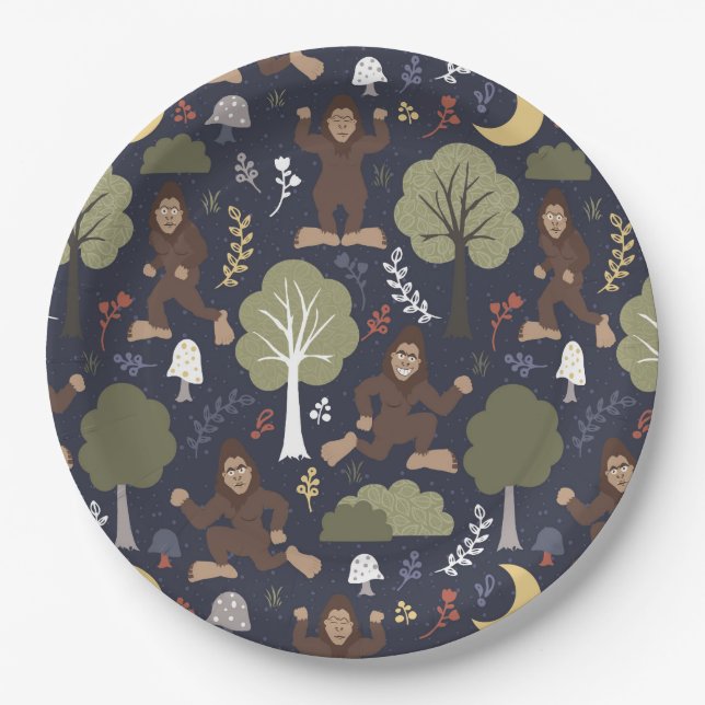 Bigfoot's Midnight Forest Adventure Paper Plate (Front)