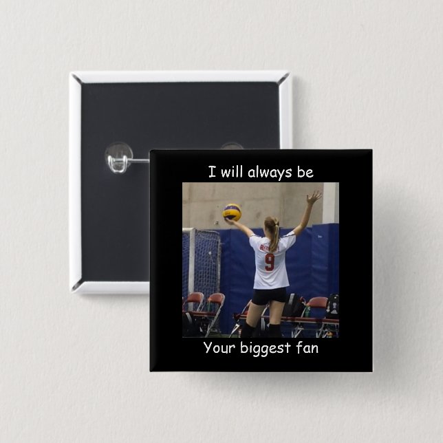 Biggest Fan Custom Photo 2 Inch Square Button (Front & Back)