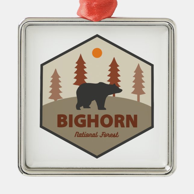 Bighorn National Forest Wyoming Bear Metal Ornament (Front)
