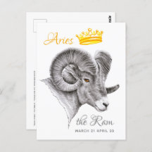 Bighorn Ram with Crown Aries Zodiac Animal art